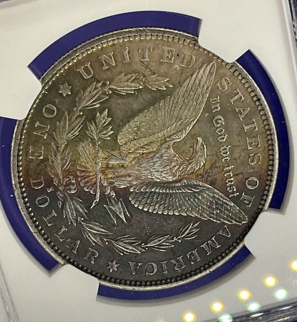 🌈 1880-S Morgan Dollar MS61 NGC Lilac Purple Salmon Toning MONSTER Eye Appeal👀