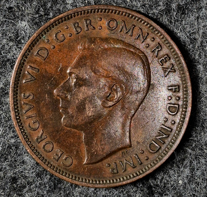 1938 United Kingdom UK Great Britain One 1 Penny Beautiful Actual Coin KM-845