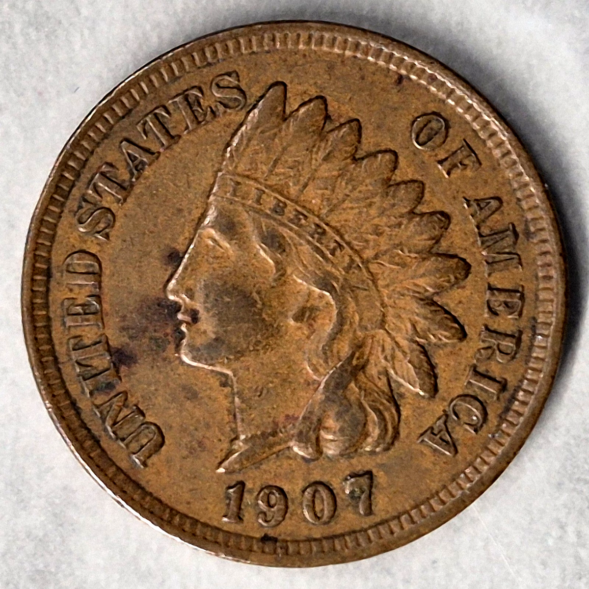 1907 Indian Head Cent Penny 1C XF+ Extremely Fine Full LIBERTY Bronze Brown
