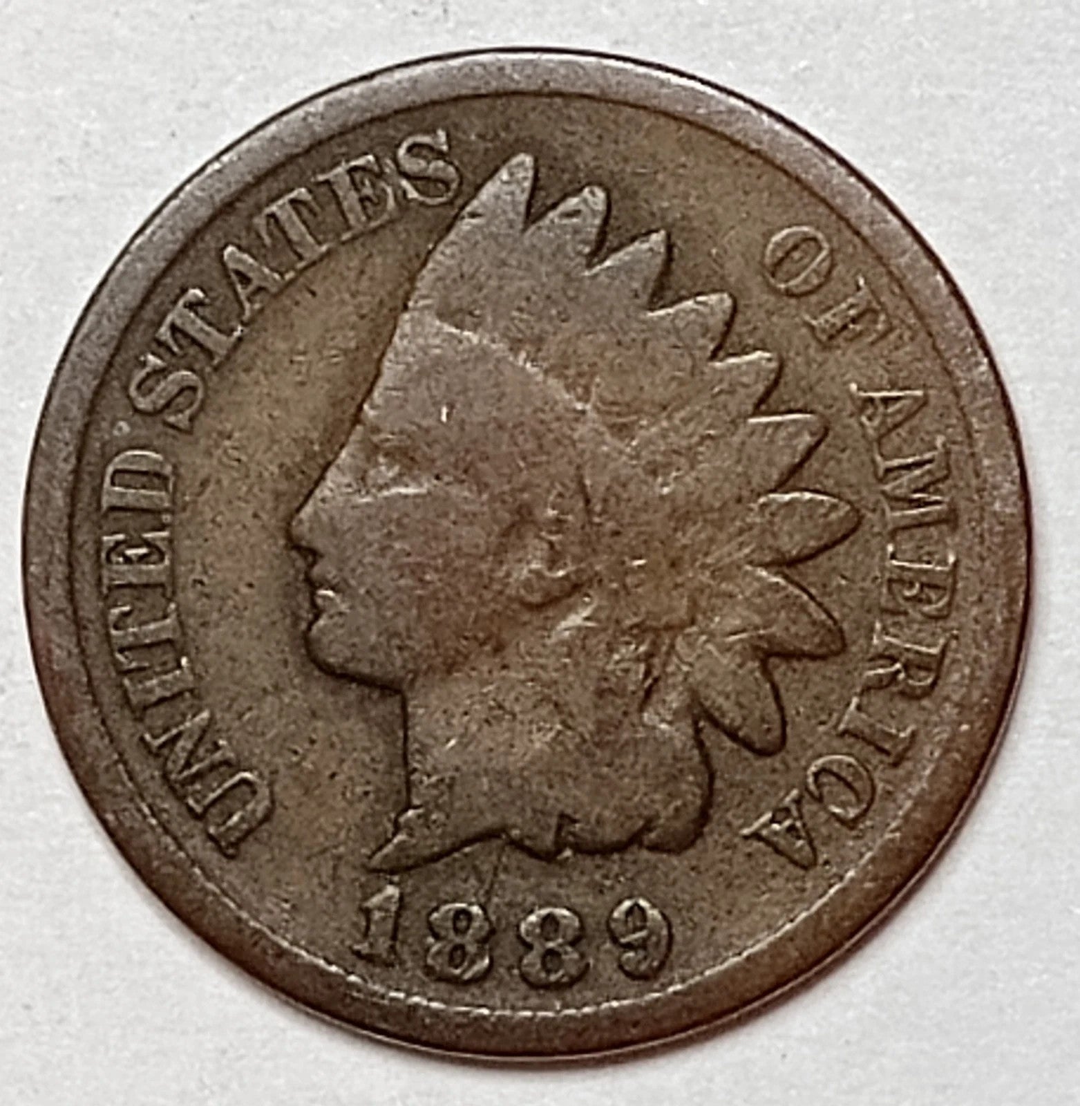 1889 Indian Head Cent Good- Very Good Average Circulated Condition Bronze Penny