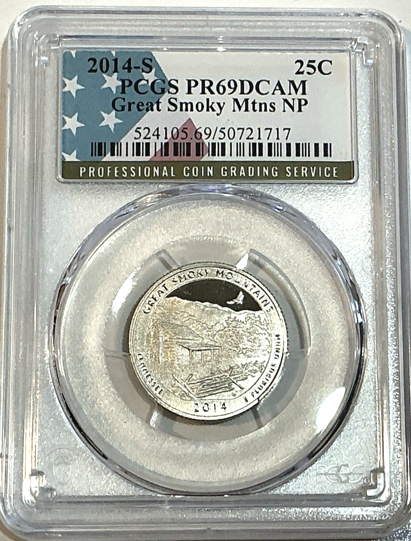 🔥 2014 S 25C GREAT SMOKEY MTN NP National Park Washington Quarter PCGS PR69DCAM