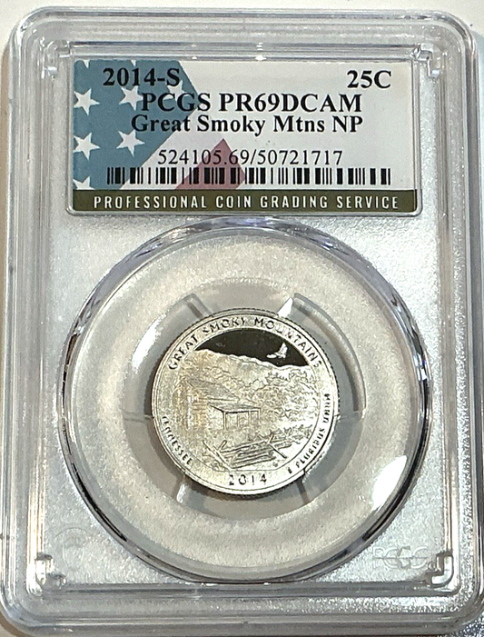 🔥 2014 S 25C GREAT SMOKEY MTN NP National Park Washington Quarter PCGS PR69DCAM