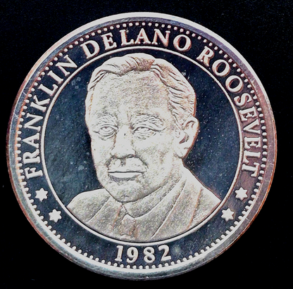1982 FDR 100th Anniv. 1 oz .999 Fine Silver Round Plus First Day Stamp OGP Toner