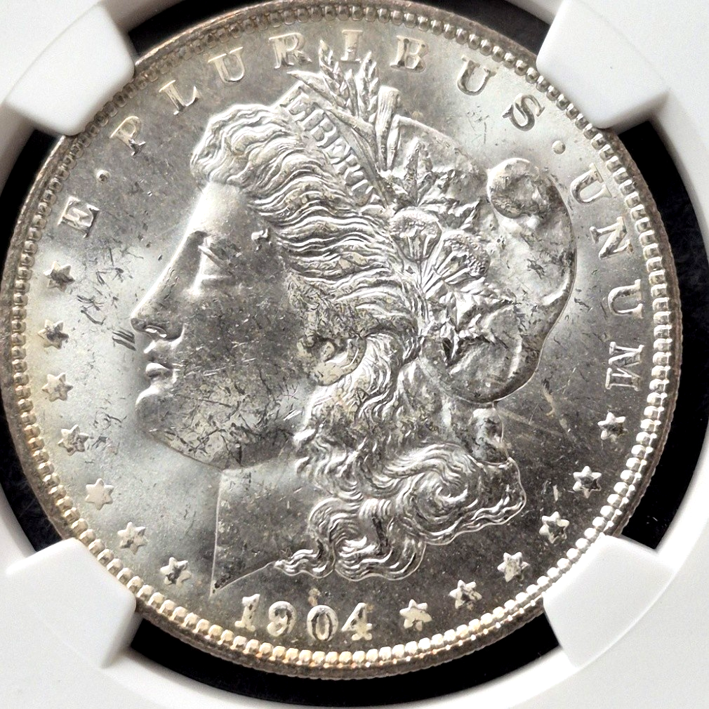 1904-O Morgan Silver Dollar NGC MS63 Rim Toning New Orleans Mint Certified $1