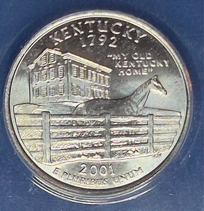 2001 D WASHINGTON QUARTER, GRADED MS 66 BY ANACS ,  KENTUCKY, Coin Shown, 25C,