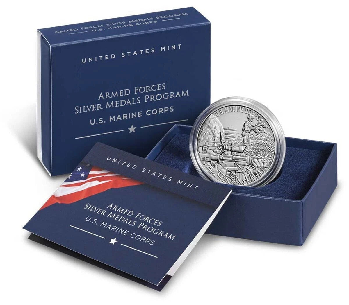 2022 Marine Corps w/OGP & COA (SMC1) 1 oz .999 SILVER Armed Forces Medals Series