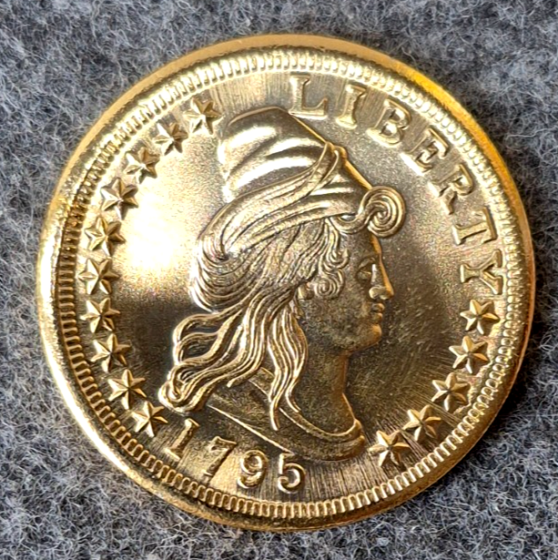 1795 $5 Gold Half Eagle Replica Coin w/ Case & Historical Info Card