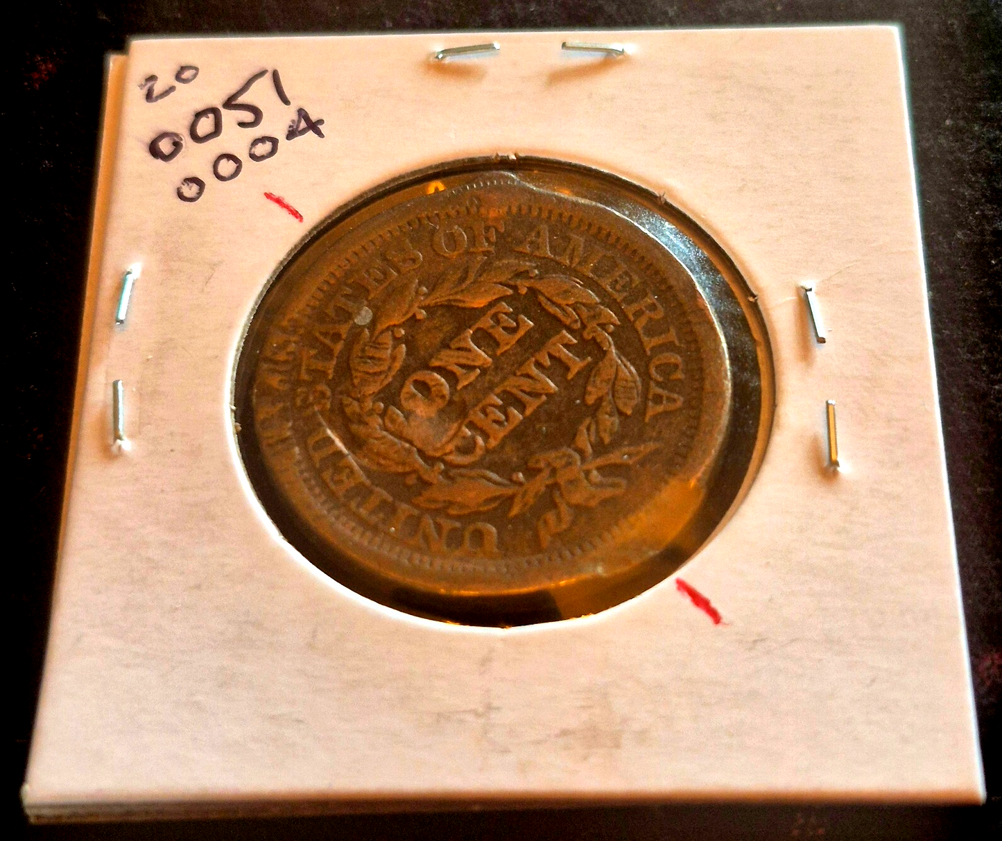 1852 Large Cent Braided Hair 45 Degree Die Rotation N3 R1 Partial Liberty