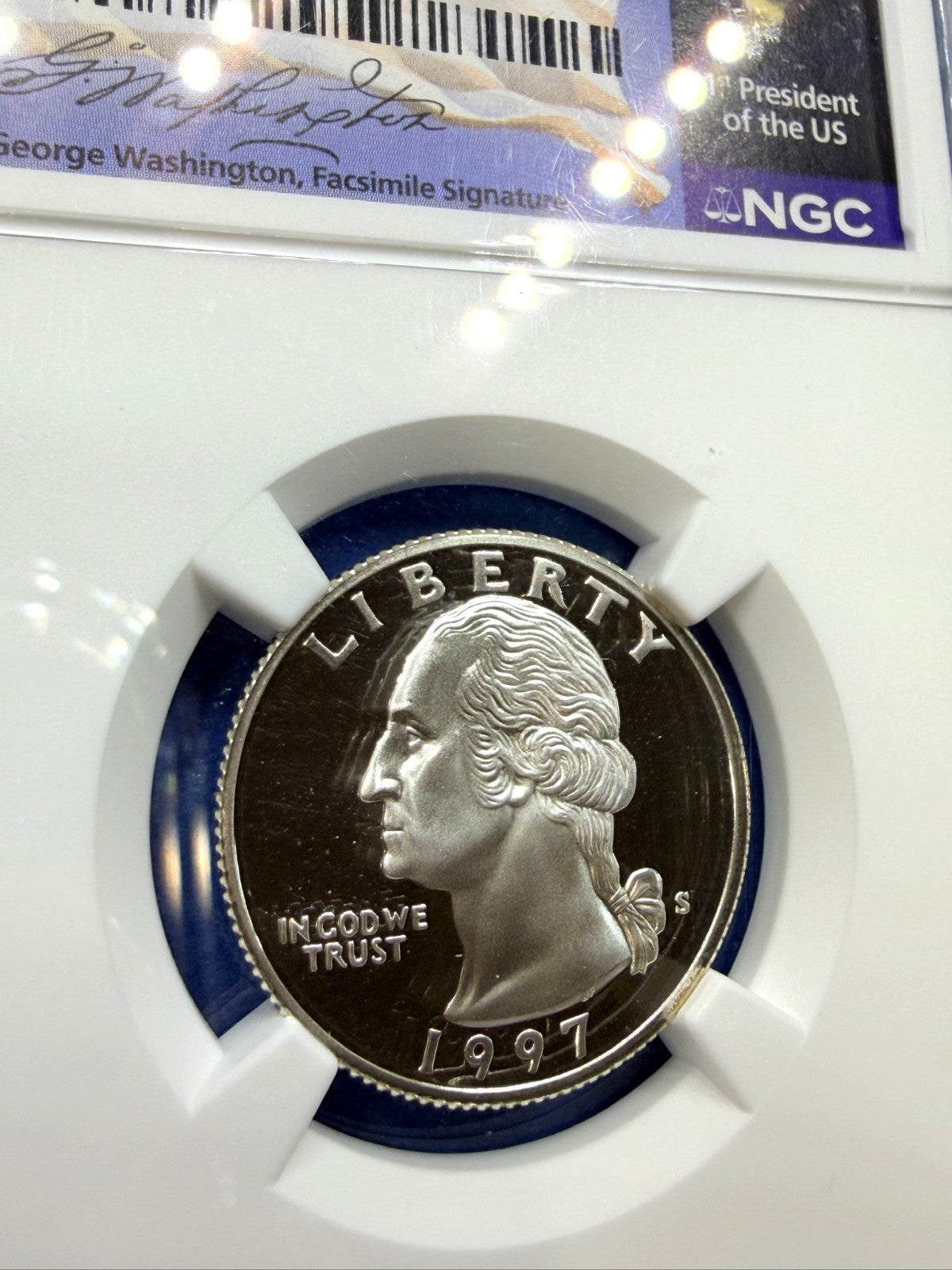 1997-S Washington Quarter 25C NGC PF69 Ultra Cameo 90% Silver Gem Proof Coin - view 2