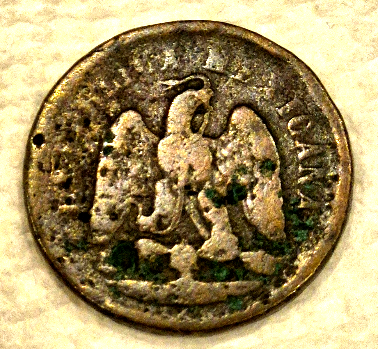 1889 Mo KEY Date Mexico Mexican Large 1 Cent Un Centavo VG Features