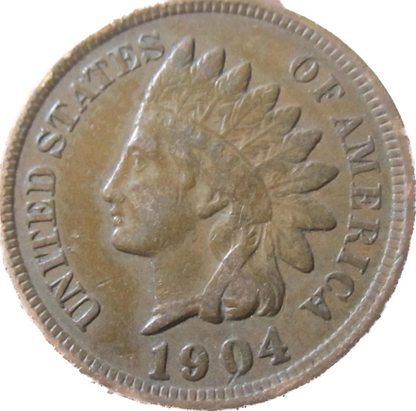 1904 Indian Head Penny Fine - Very Fine Condition (F-VF) Very Sharp Strike Coins