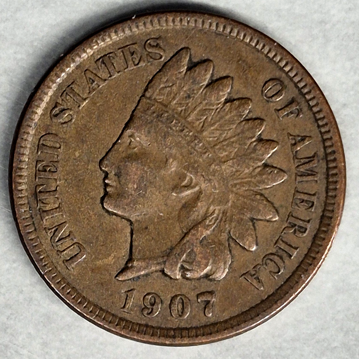 1907 Indian Head Cent Penny 1C VF Very Fine Bronze Philadelphia Antique US Coin