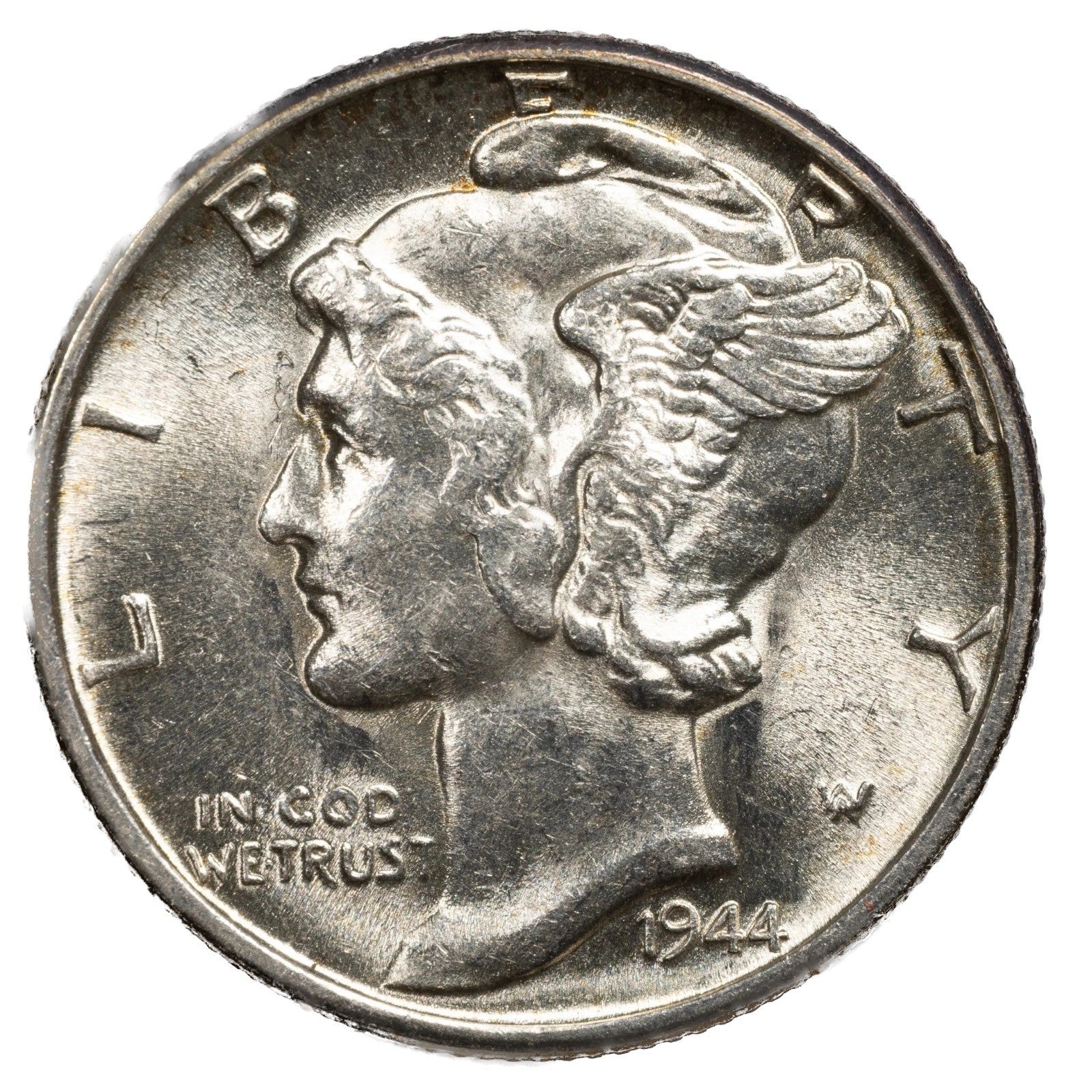 1944 S Mercury Dime BU Brilliant Uncirculated 90% Silver 10c FSB White Coin