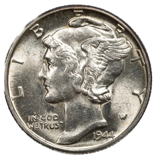 1944 S Mercury Dime BU Brilliant Uncirculated 90% Silver 10c FSB White Coin