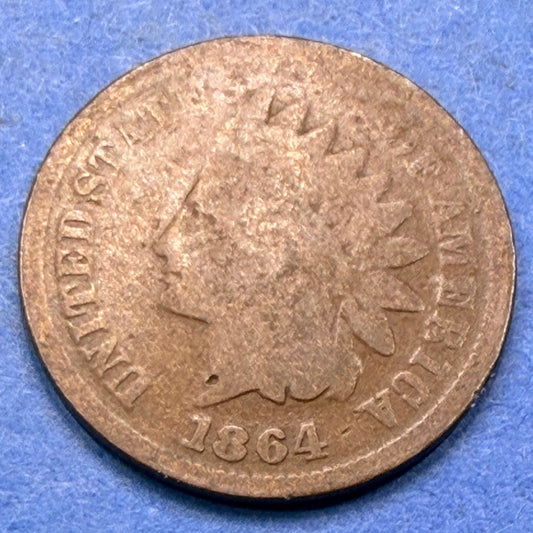 1864 Indian Head Cent 1C Bronze AG-G Civil War Era Penny First Year Bronze Type