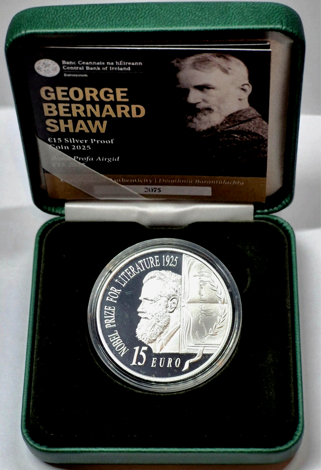 2025 George Bernard Shaw 1 Oz Sterling .925 Silver Proof Coin Ireland € 15 Euro