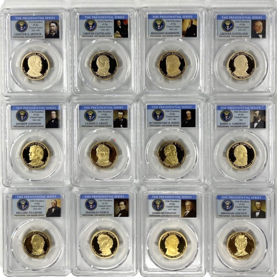 2007-2016 Presidential Dollars PCGS PR69DCAM Complete 39 Proof Coins Set + Case