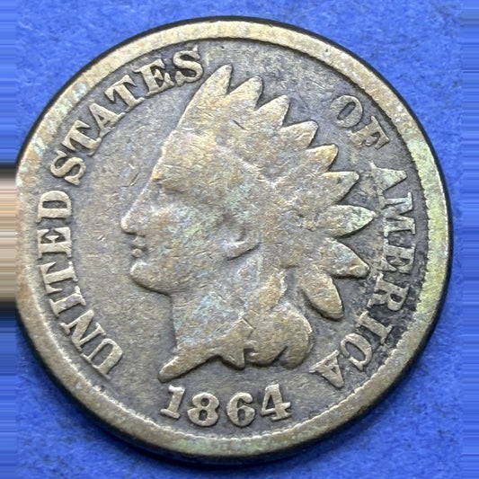 1864 Indian Head Cent 1C Copper-Nickel G Good Civil War Era Last Year CN Type