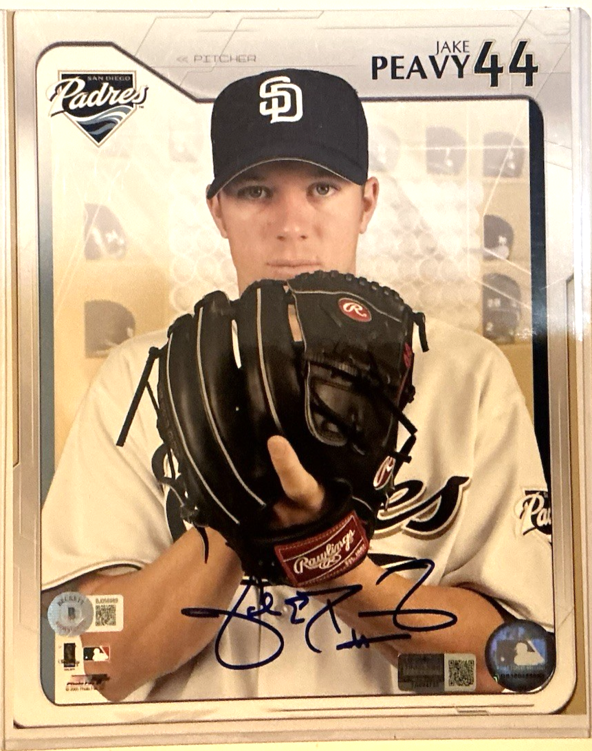 ⚾️   Jake Peavy Signed 8x10 Licensed Photo COA: BAS Beckett SD Padres Pitcher