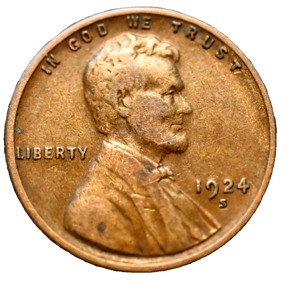 1924-S Lincoln Cent VERY FINE (VF) Condition ~ VERY HARD TO FIND IN THIS GRADE!