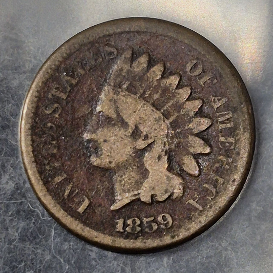 1859 Indian Head Cent Penny 1C G-VG Good-Very Good Copper-Nickel Laurel Wreath