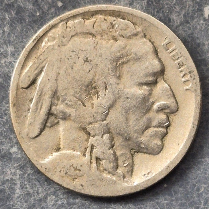 1925-S Buffalo Nickel 5C San Francisco Mint Partial Date Indian Head Bison AG
