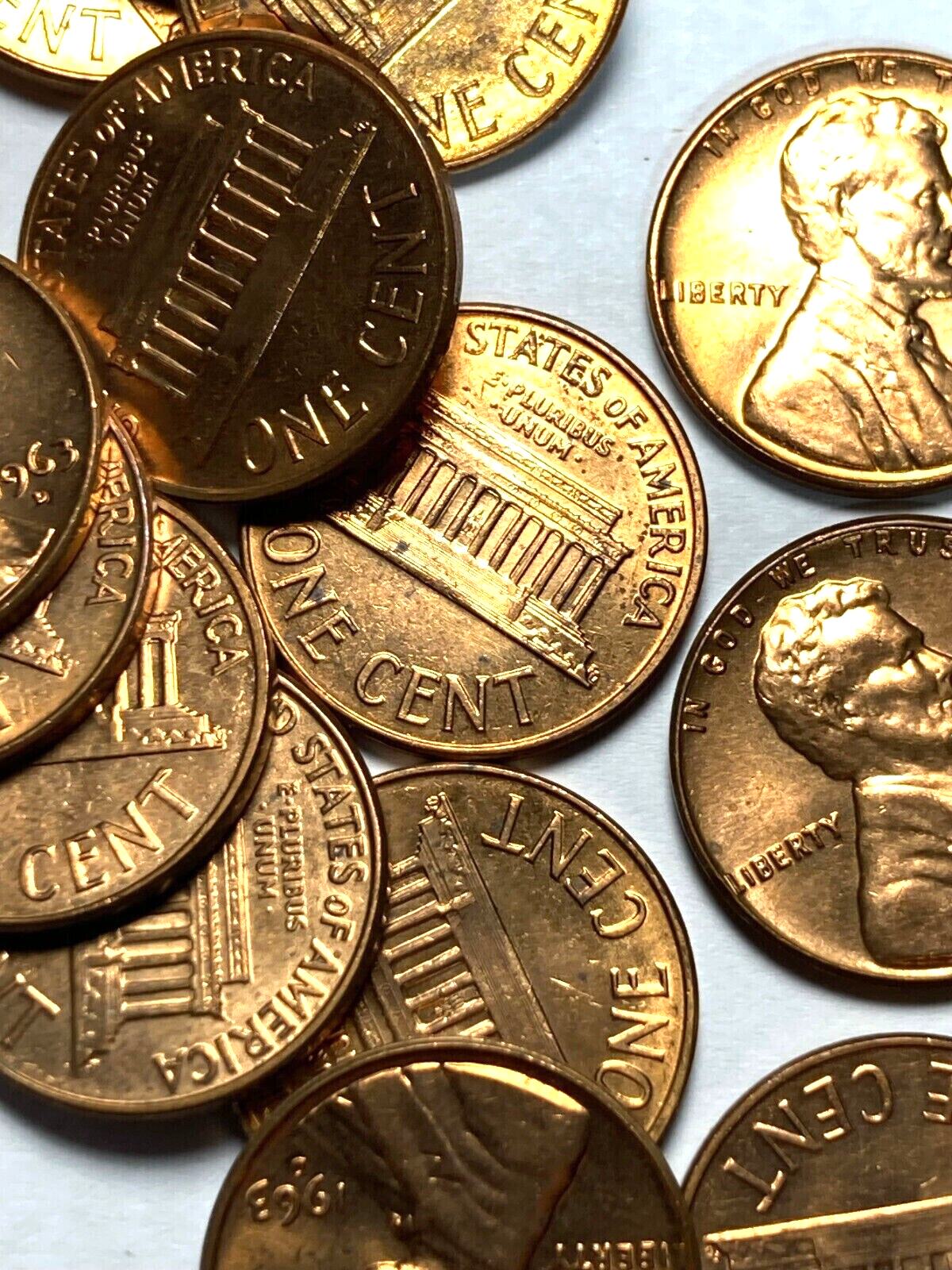 ✅ 1963 D BU Lincoln Memorial UNCIRCULATED Shiny Red From OBW Mint Roll Coins NOS