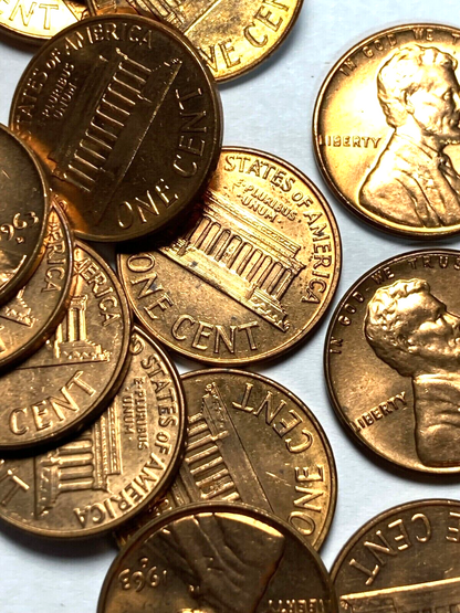 ✅ 1963 D BU Lincoln Memorial UNCIRCULATED Shiny Red From OBW Mint Roll Coins NOS