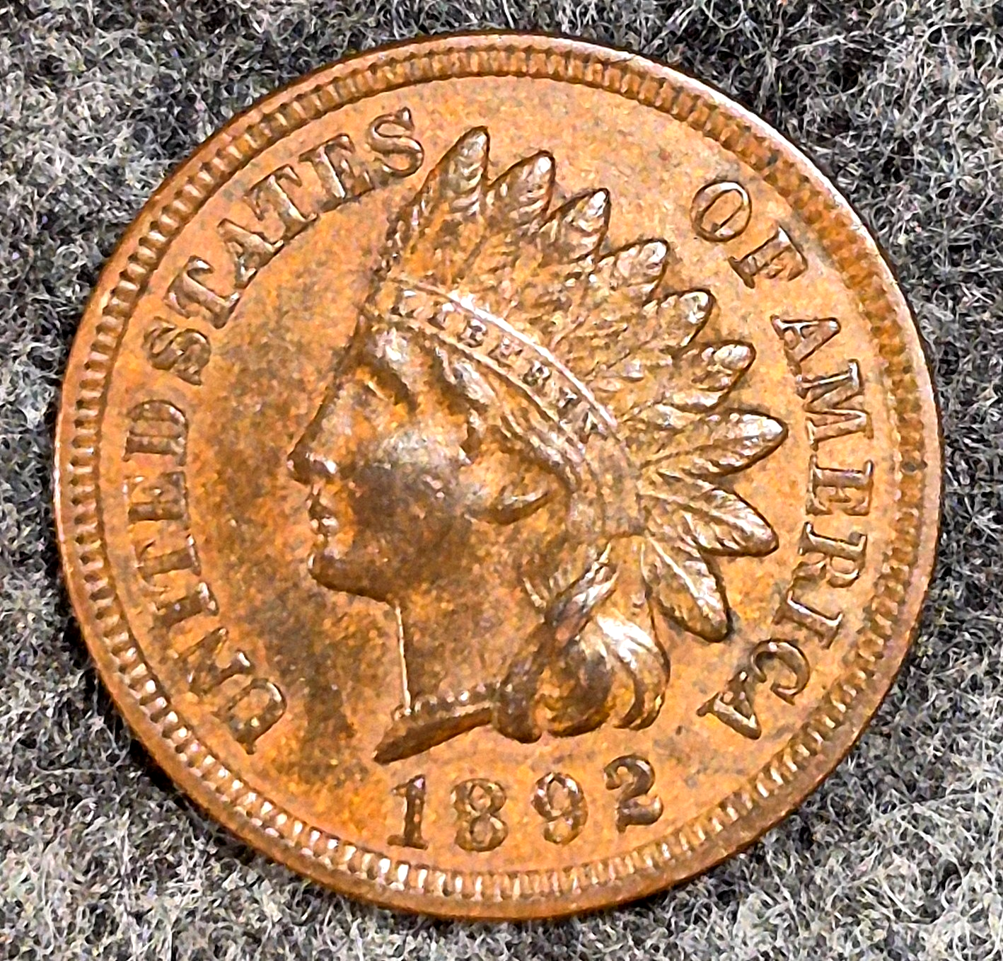 1892 Indian Head Cent Choice Crisp AU Features High Grade Coin Shown  1C