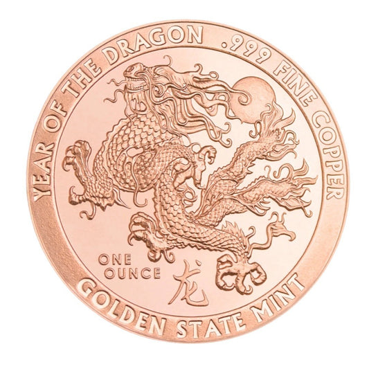✅ 1 oz Year of the Dragon Copper Round .999 Fine Copper Bullion 1 AVDP Ounce