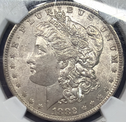 1882 O Morgan 90% Silver $1 Dollar NGC Graded MS 61 Bright White Early Date Coin