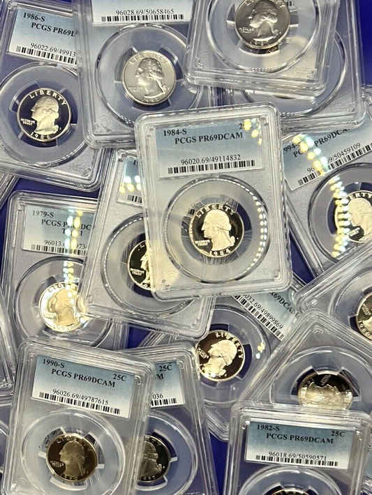 🔥 {LOT OF 20}  - PCGS Graded Washington Quarter PR69DCAM PROOF 25c Coins 🔥