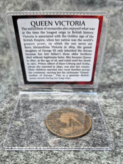 Queen Victoria 1896 England Bronze One Penny Coin Uncertified with Story Card