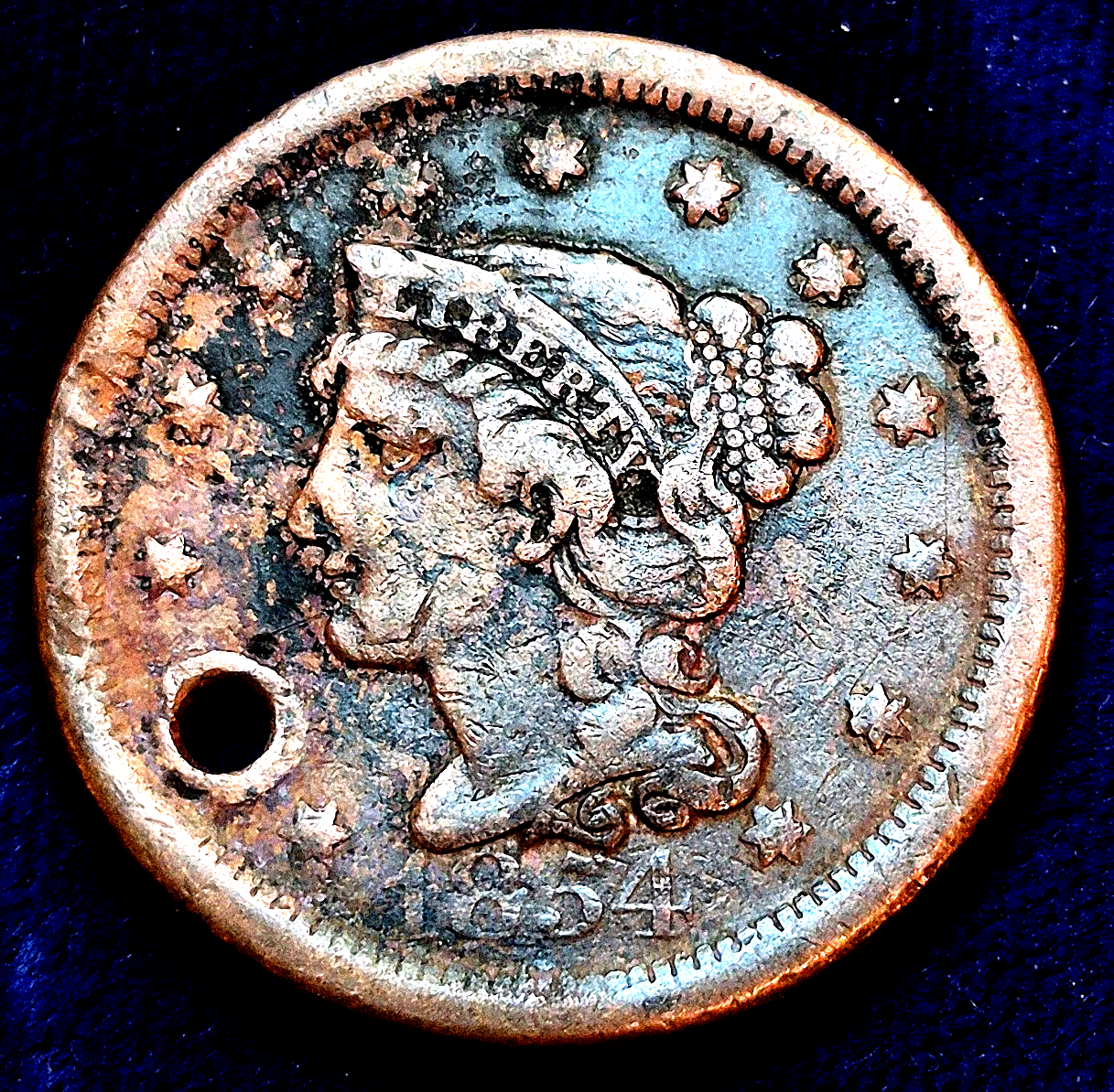 1854 Braided Hair Large One Cent VF Features Newcomb 18-R3 Less Than 400 Survive
