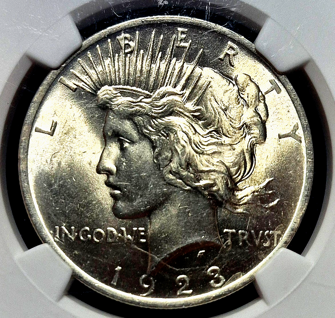 1923 Silver Peace Dollar NGC Exceptional MS63 90%