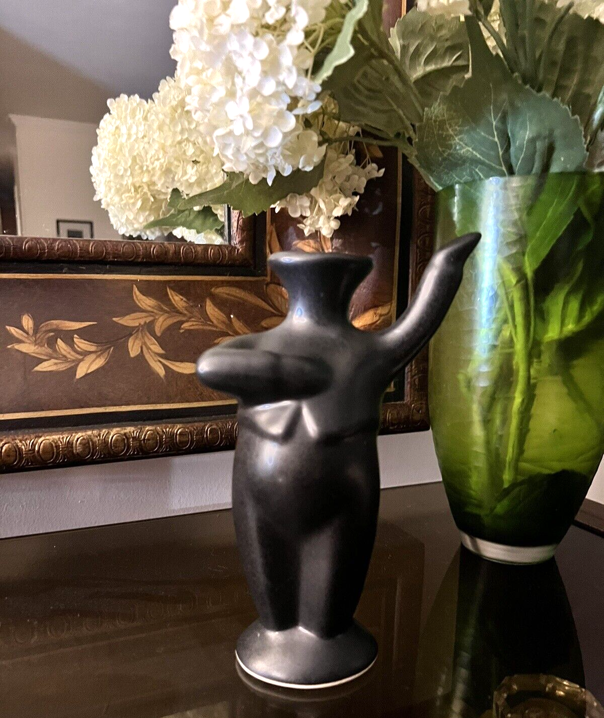 Michael Lambert Signed Studio Pottery Stoneware Vase, Dancing Black Figural Design