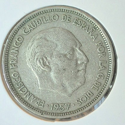 1957  Spain 25 Pesetas Coin