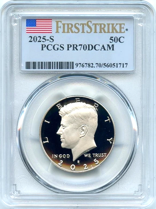 2025 S 50c Clad Kennedy Half Dollar PCGS PR70DCAM First Strike Last Year Design