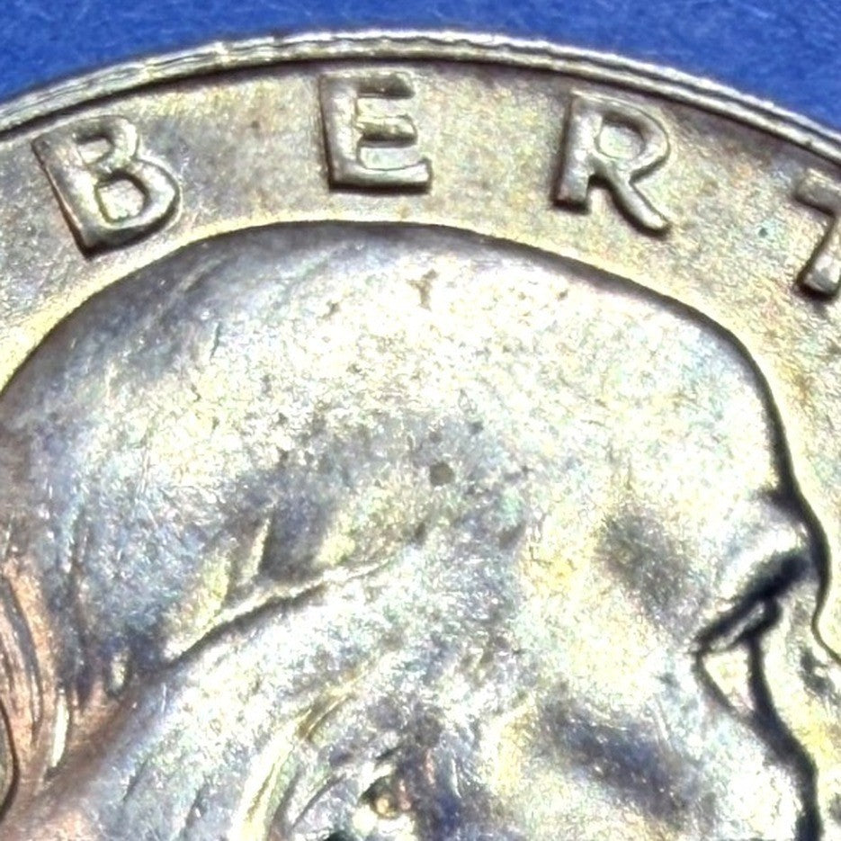 1957 Franklin Half Dollar 50C BU Brilliant Uncirculated 90% Silver Golden Toned
