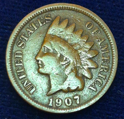 LOT Of Two 1907 Indian Head Pennies Bookend VG-F Features Nice Coins