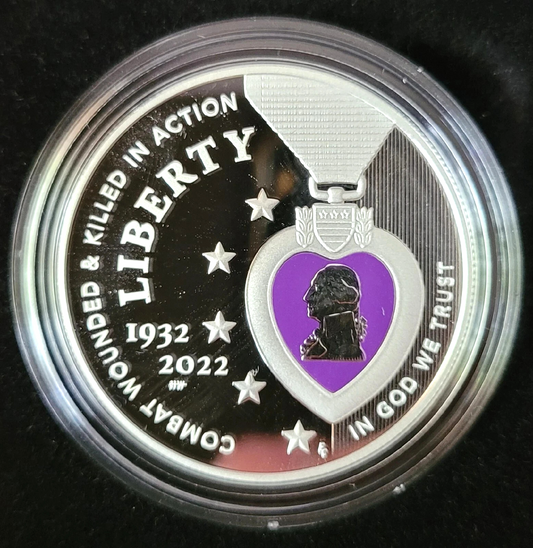 💜 2022W Proof Silver COLORIZED PURPLE HEART  Dolla NGC PF69 UC FDOI VERY RARE💜