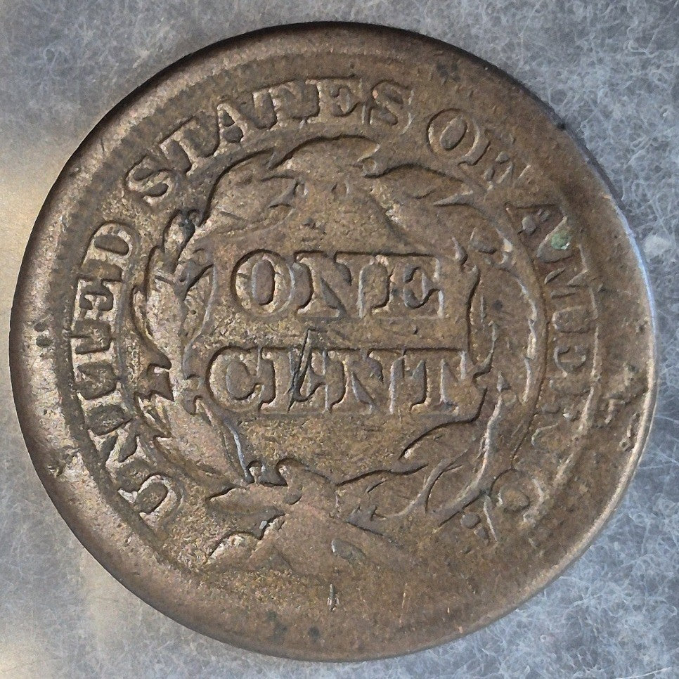 1846 Braided Hair Large Cent 1C Small Date N-6 VG Very Good Copper Coin