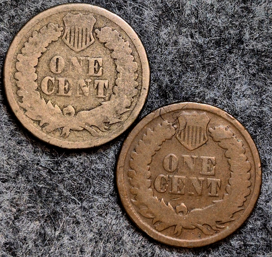 (2) 1864 Indian Head Cents Both G+ Features (1) Type II (1) Type III Coins Shown