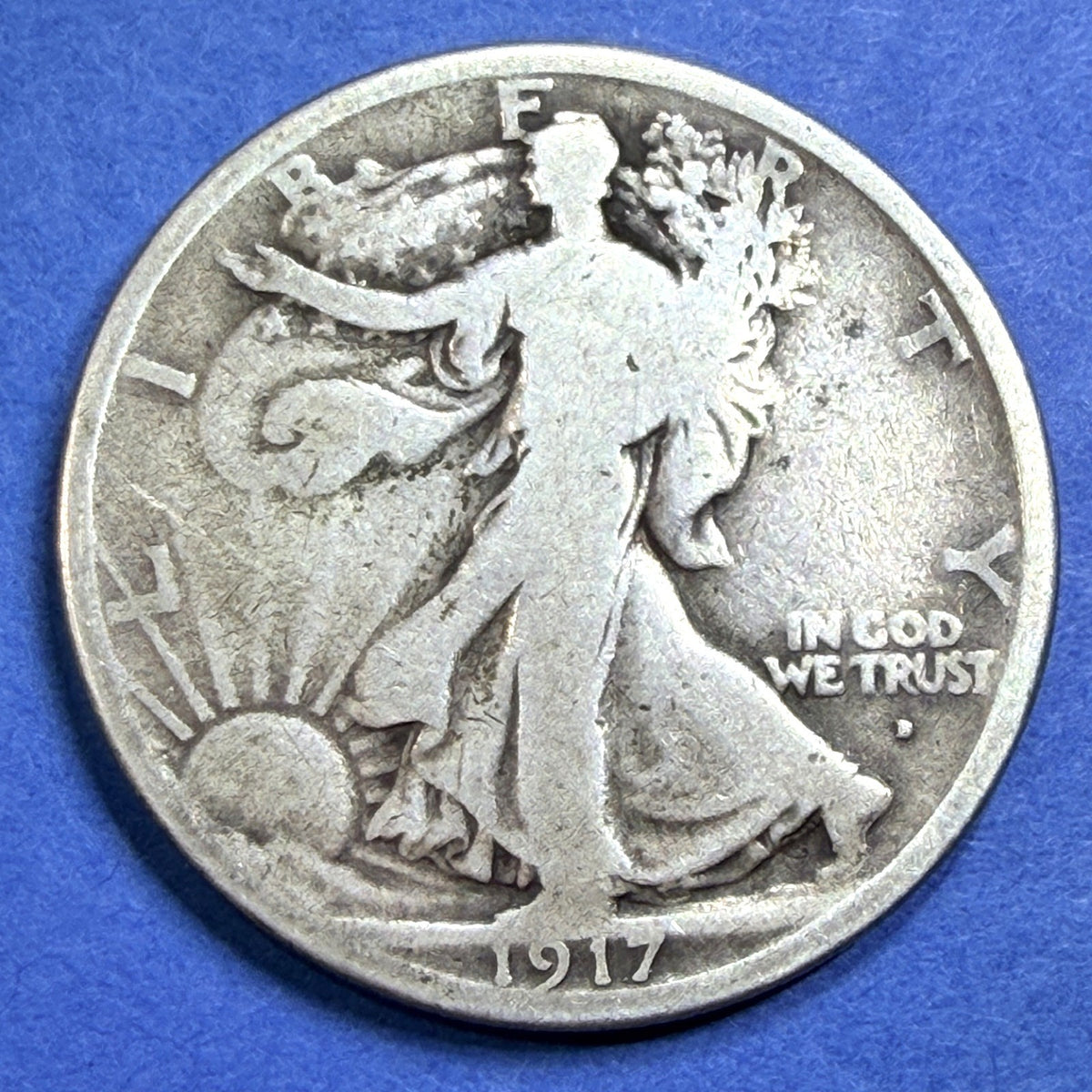 1917-D Obverse Walking Liberty Half Dollar Semi Key G 90% Silver Low Mintage 50C