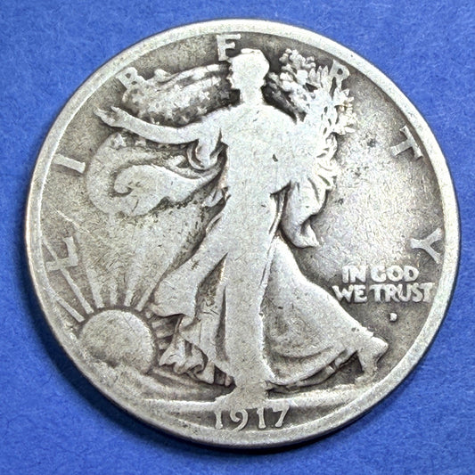 1917-D Obverse Walking Liberty Half Dollar Semi Key G 90% Silver Low Mintage 50C