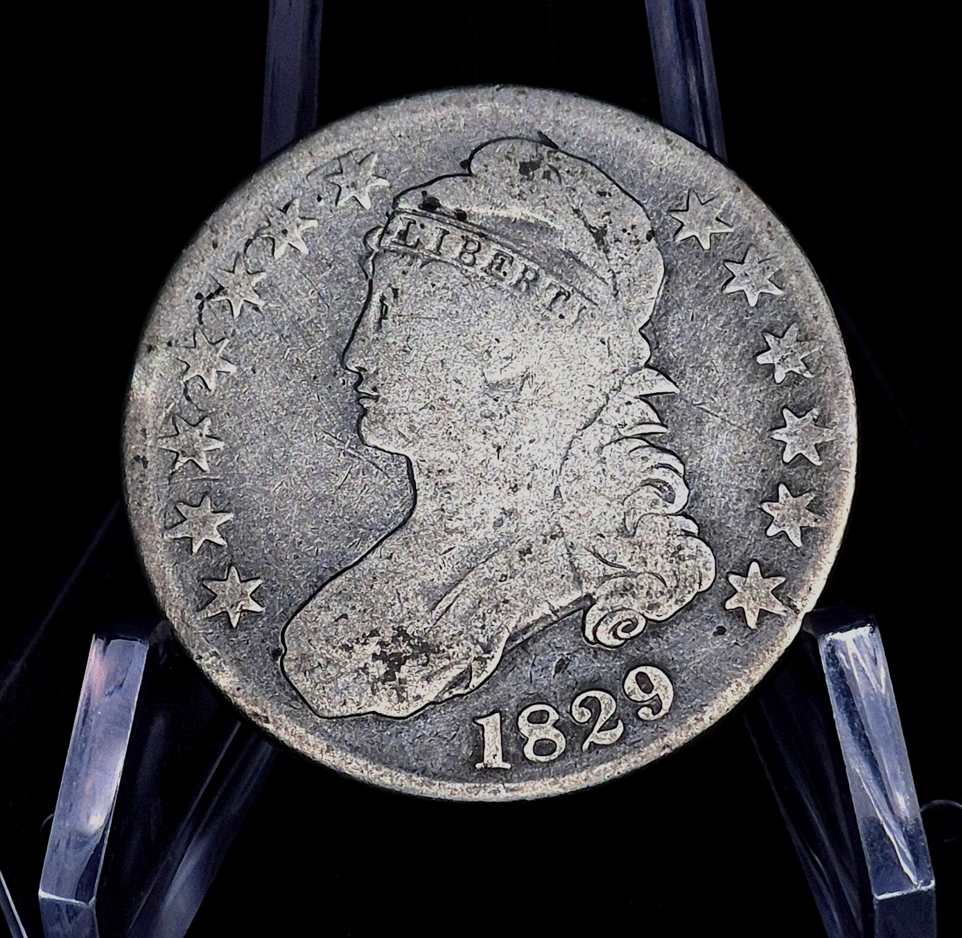 1829 Capped Bust Silver Half Dollar Full Liberty & Motto G-VG Large Letters 50C