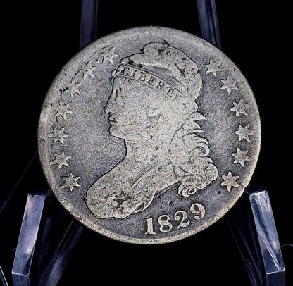 1829 Capped Bust Silver Half Dollar Full Liberty & Motto G-VG Large Letters 50C