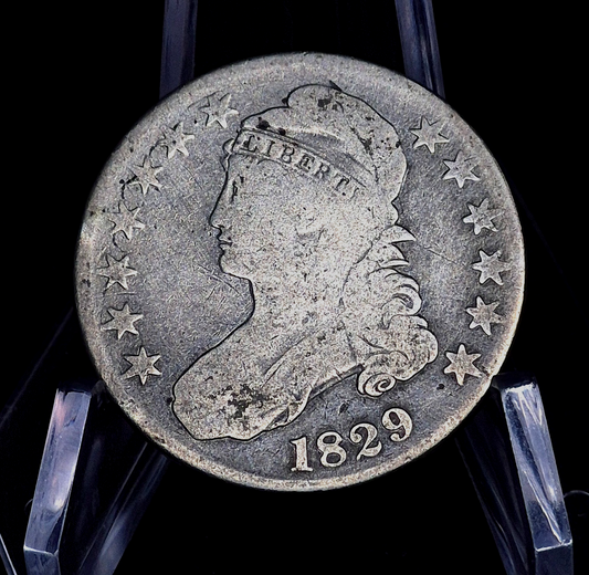 1829 Capped Bust Silver Half Dollar Full Liberty & Motto G-VG Large Letters 50C