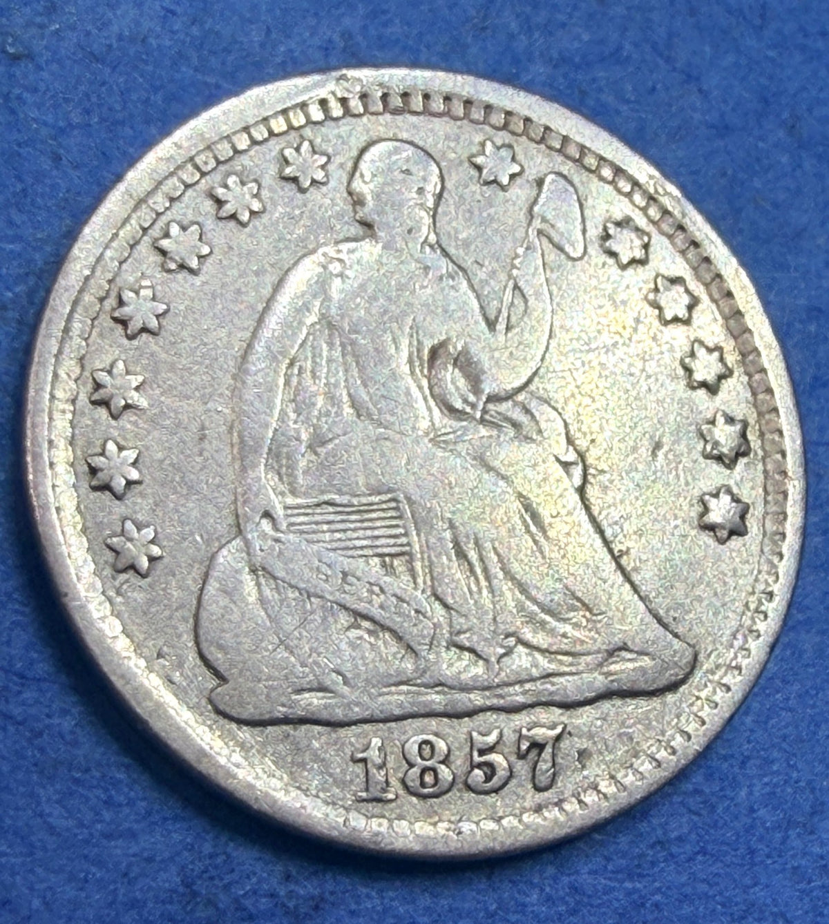 1857 Seated Liberty Half Dime H10C VF Very Fine 90% Silver Pre Civil War Coin