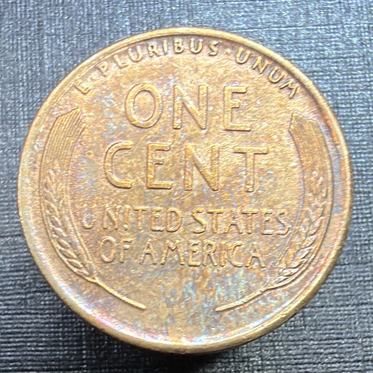 1927 Lincoln Wheat Cent 1C BU WOODY Wood Grain Toned Improper Alloy Mix